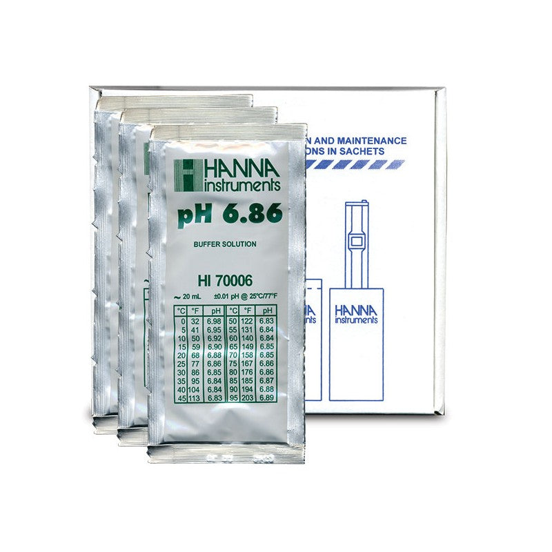 Hanna Instruments HI-70006P pH 6.86 Buffer Sachets, 25 x 20 mL sachets