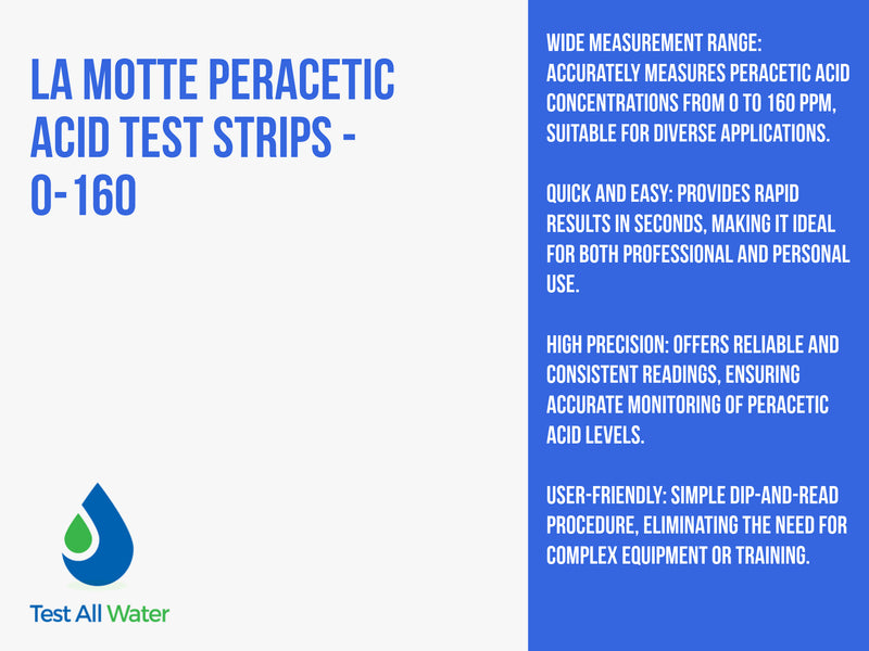 Lamotte Instatest Peracetic Acid Test Strips 0-160