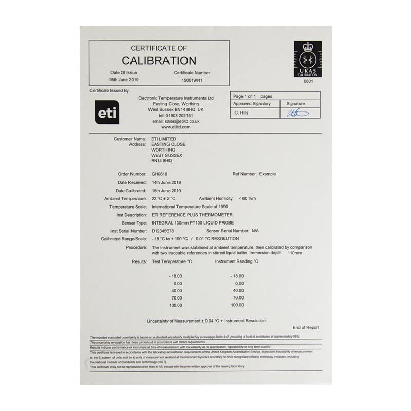 UKAS 3 Point  - Humidity Certificate (25, 50, 75 %RH)