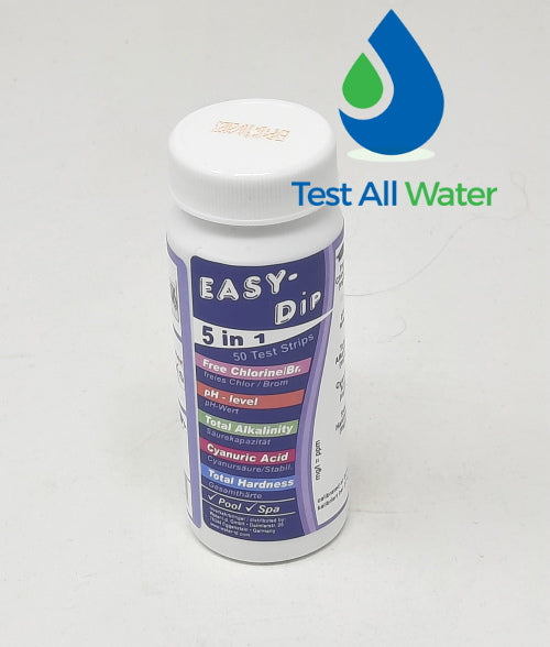 Easy Dip 5 in 1 Test Strips for Free Chlorine/Bromine/pH/Total Alkalinity/CyA/Total Hardness