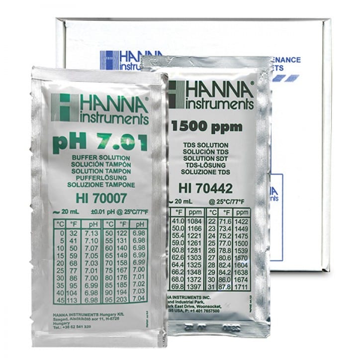 Hanna Instruments-77200P Combination pH/TDS Buffer Kit 1500 ppm & 7.01 pH