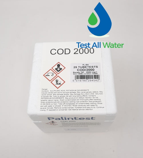 Palintest Chemical Oxygen Demand (COD) Tubetests. 50 - 2000 mg/L O2
